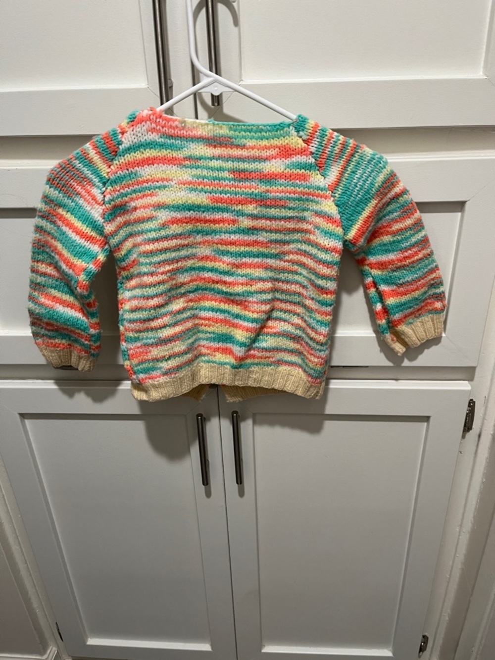 Multicolor Striped Knit Cardigan - Orange, Teal & Cream size 2💕 - Picture 2 of 4